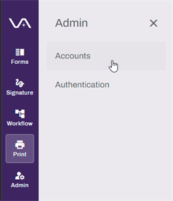 Admin side panel