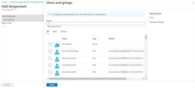 Entra ID Add Assignment Users and Groups window.