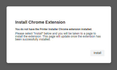 Self-Service Portal web prompt to install Chrome browser extension. 