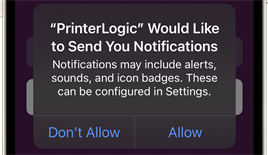 Notification permissions with the Allow and Don't Allow options. 