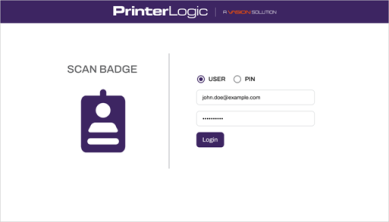 Login screen showing the username and Password entered into the fields.