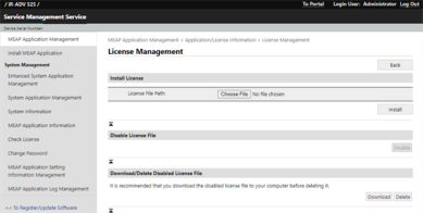 License Management tab showing the Delete button in the lower right. 