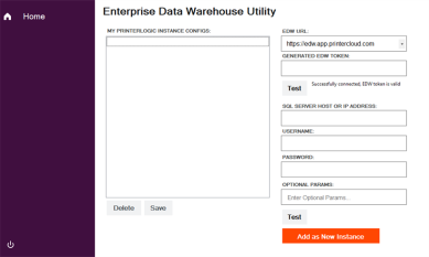 The Enterprise Data Warehouse Utility Console.