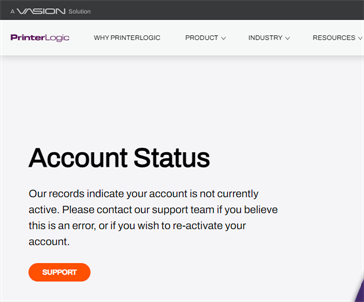 Account status page