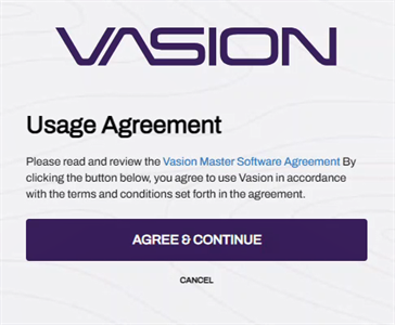 Vasion Master Software Agreement acceptance option