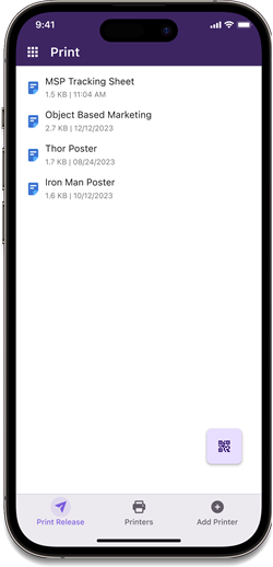 PrinterLogic mobile app home screen.