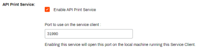 API Print Service section of the Output Automation tab