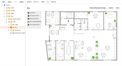 Map of a floor plan added to a folder in the Maps tab