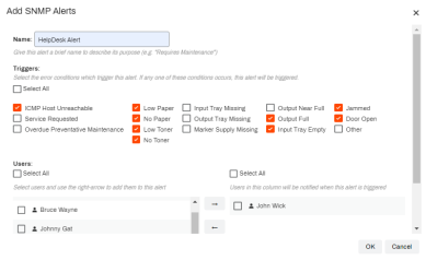 Add SMNP Alerts modal