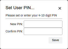 Set User PIN modal.