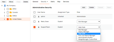 Administrative security tab