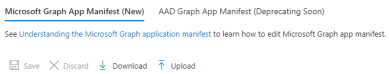 Manifest tab showing the Microsfot Graph App Manifest option selected. 