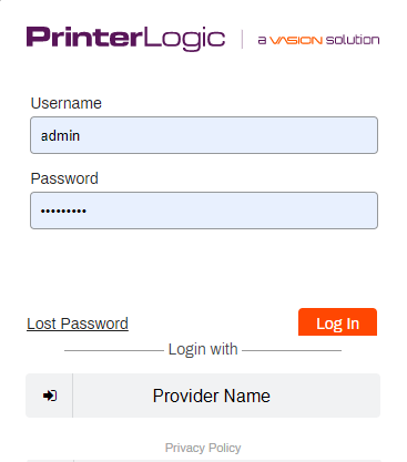 Login modal with IdP button