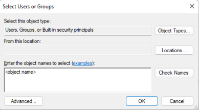 Active Directory Select Users or Groups pop up