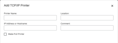 Add TCP/IP Printer modal