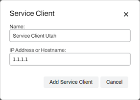 Add Service Client modal