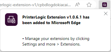 Edge extension installed