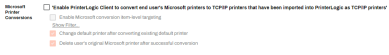 Microsoft Printer Conversions settings