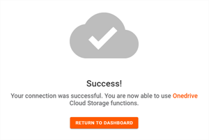 OneDrive Connection Success! mesage