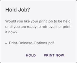 Hold Job? confirmation modal.