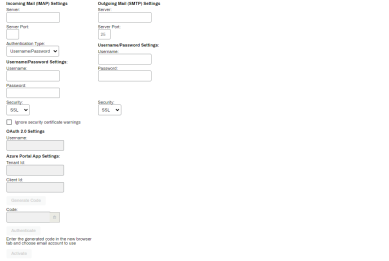 Email Printing tab with the SMTP settings showing.