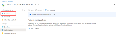 Authentication section with the Overview option in the upper left highlighted. 