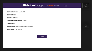 CPA Info screen showing details about the application, including the device time zone.