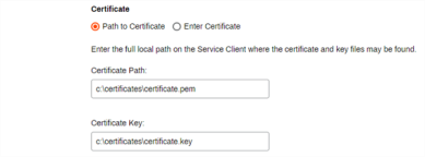 Path to certificate option in the Output Automation tab