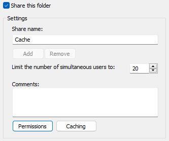 Folder's Advanced Sharing pop-up with an arrow pointing to the Permissions button. 