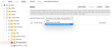 IP Address Range's Deploy tab showing the Automatic Deployments options