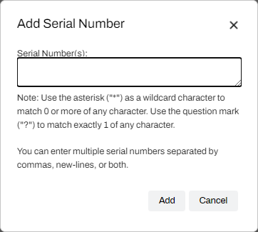 Add serial number modal