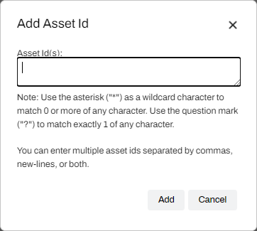 Add Asset ID modal