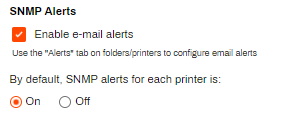 SNMP alert settings in the General settings screen