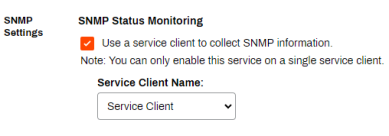 SNMP Status Monitoring section of SNMP settings in the General settings screen