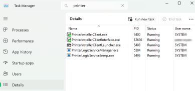 Task Manager showing the SNMP service enabled and running.