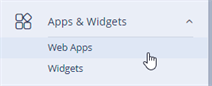 CyberArk menu showing the expanded Apps and Widgets menu and the Web Apps option below. 