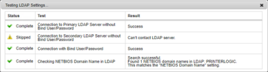 LDAP Test results with a skipped result