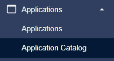 Applications menu item showing the Application Catalog sub option selected. 