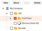 Tree structure with a folder selected