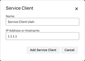 Add Service Client modal.