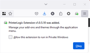 PrinterLogic extension installed on Firefox