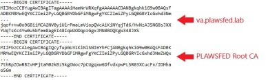 SSL.CRT file showing the certificate content for the instance and root CA. 