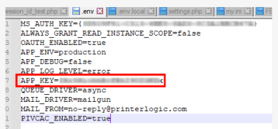 .env file for reference with the App_Key highlighted. 